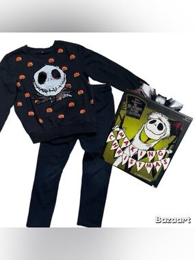 Girls Sz 7/8 Disney Nightmare Before Christmas Sweatshirt  Leggings Funko Game